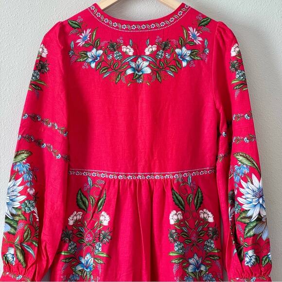 NWT FARM RIO Red Sweet Bloom Bouquet Midi Dress - Size XS - Picture 9 of 11